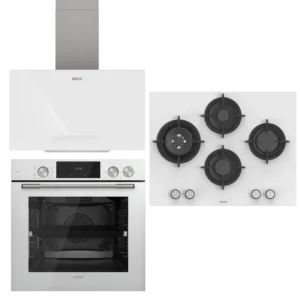 UĞUR Plus Steam Chef Beyaz Cam 3'Lü Ankastre Set