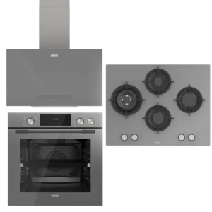 UĞUR Plus Steam Chef Gri Cam 3'Lü Ankastre Set