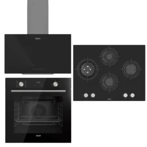 UĞUR Plus Steam Chef Siyah Cam 3'Lü Ankastre Set