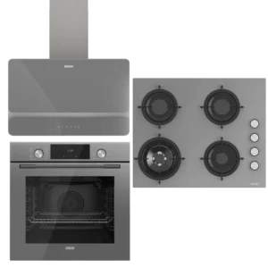 UĞUR Premium Fryart Gri Cam 3'Lü Ankastre Set