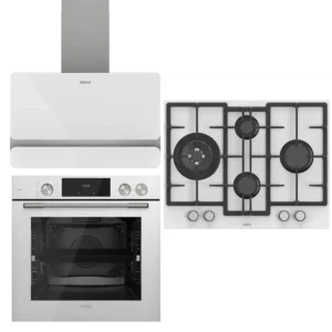 UĞUR Premium Plus Steam Chef Beyaz Cam 3'Lü Ankastre Set