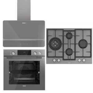 UĞUR Premium Plus Steam Chef Gri Cam 3'Lü Ankastre Set