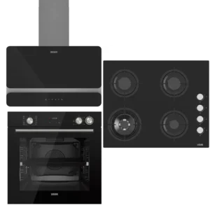 UĞUR Premium Steam Chef Siyah Cam 3'Lü Ankastre Set