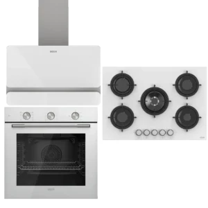 UĞUR Premium Wide Beyaz Cam 3'Lü Ankastre Set
