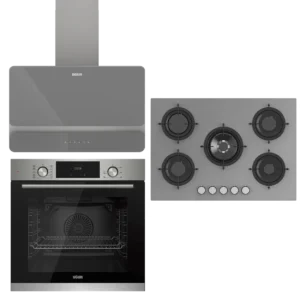UĞUR Premium Wide Fryart Gri Cam 3'Lü Ankastre Set - Görsel 2