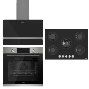 UĞUR Premium Wide Fryart Siyah Cam 3'Lü Ankastre Set - Görsel 2