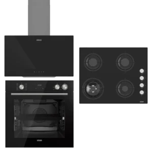 UĞUR Yeni Steam Chef Siyah Cam 3'Lü Ankastre Set